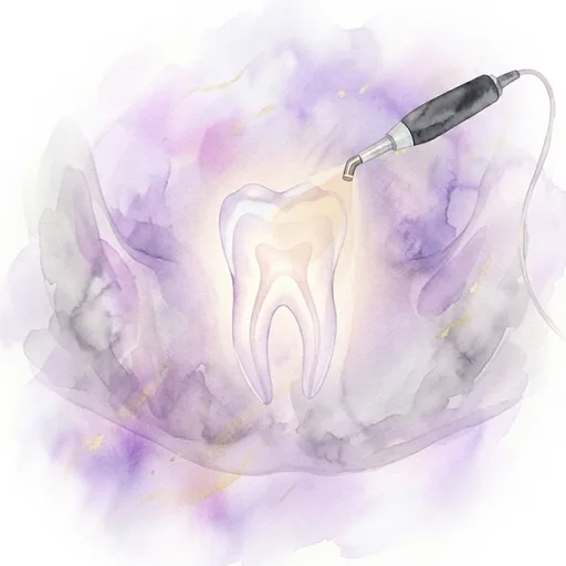 Watercolor illustration representing CariVu cavity detection
