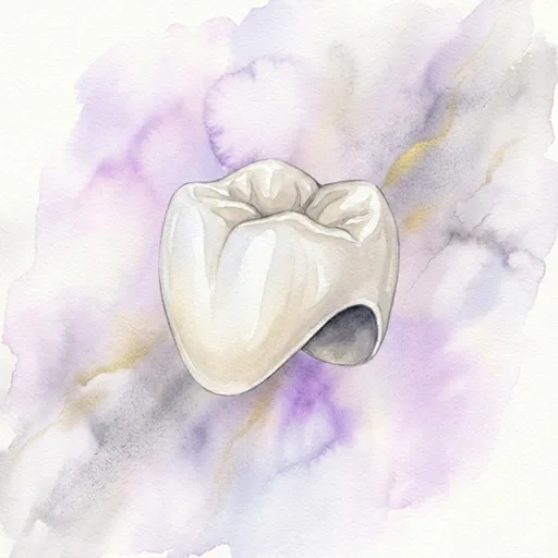 Watercolor illustration of a custom-crafted porcelain dental crown