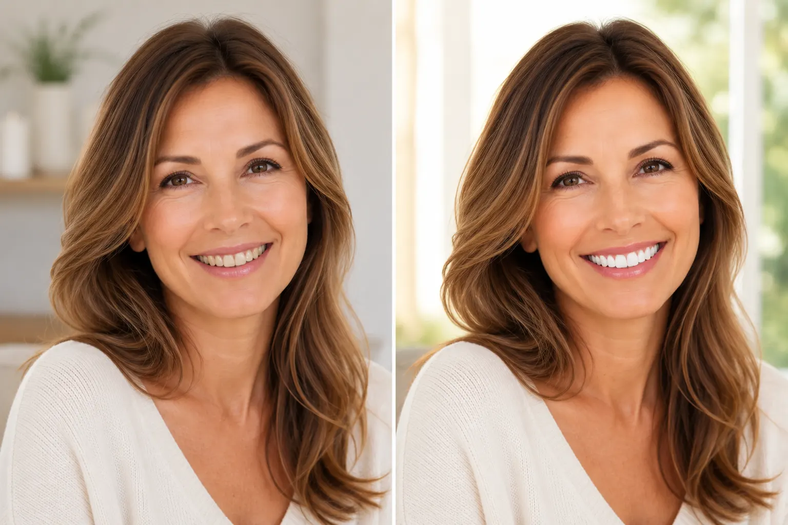 Before-and-after photo of a real Dynamic Dental Art patient's smile makeover in Wayne, NJ
